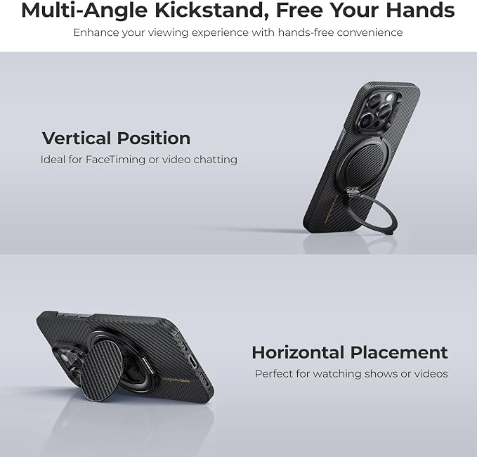 BENKS Magnetic Phone Grip Ring Holder Stand for Magsafe, 360° Rotation Adjustable Cell Phone Stand for iPhone 17/16/15/14/13/12 Series, Smartphone Accessories, Black