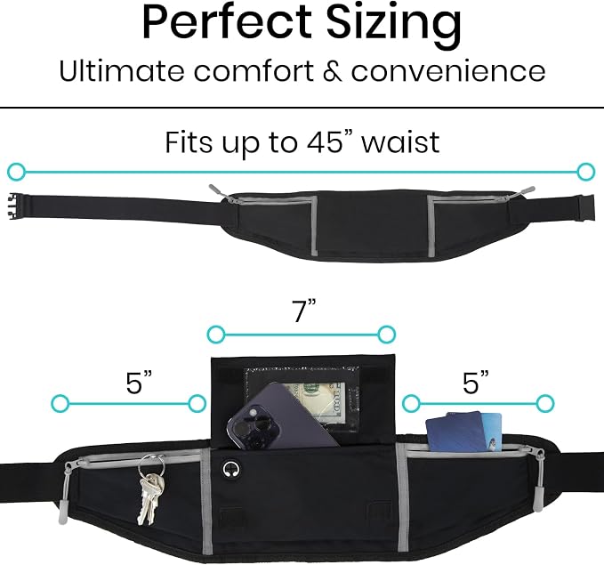 Vive Running Belt Fanny Pack for Women, Men, Kids, Adults, Jogging, Workouts- Waterproof Runners Reflective Waist Pack Bag with Phone Holder - for Fitness, Exercise, Gym, Hiking, Travel, Running Gift