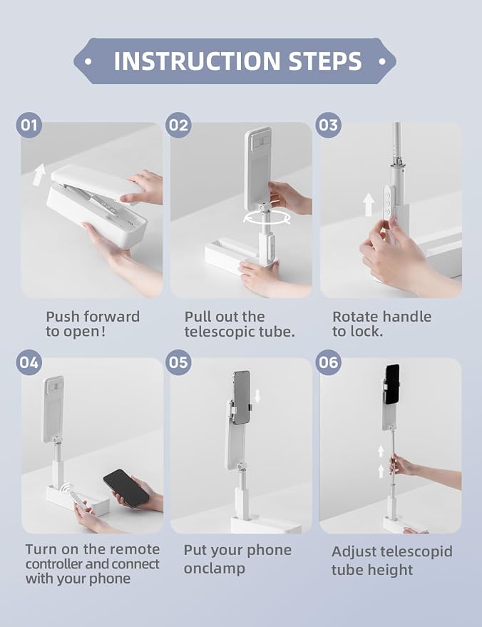 Overhead Phone Stand for Recording,Overhead Phone Mount, Foldable/Extendable/Rechargeable Phone Stand with Light&Wireless Remote, for Photo/Vlog Kit/Tiktok/Unboxing Video,Cooking.v10