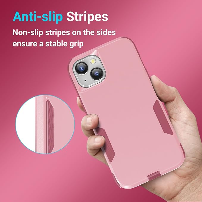 jaroco for iPhone 13 Case & iPhone 14 Case & iPhone 15 Case [Heavy Duty Protection][Compatible with MagSafe][Military Grade Drop Protection][Shockproof] with Non-Slip Removable Phone Cover 6.1''-Pink