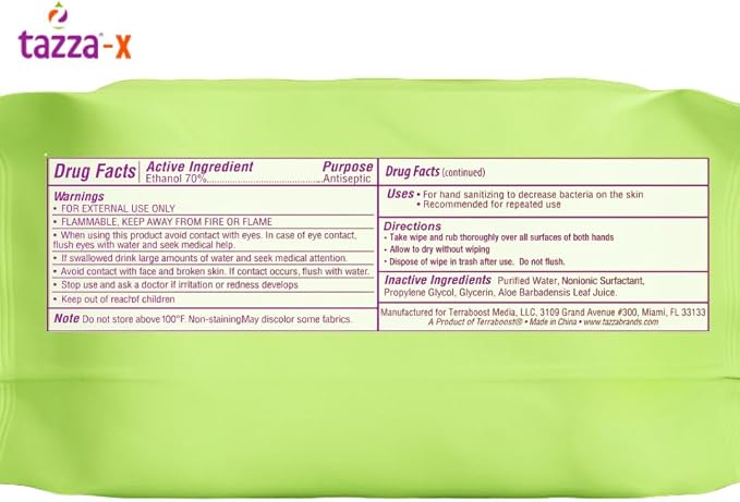 Tazza Alcohol Wipes - Unscented, Travel Hand Cleaning Wipes - 80 Ct (Pack of 6, 480 Wipes)