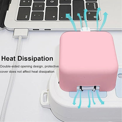 40W Dynamic (up to 60W) Soft Silicone Charger Protector Case for iPhone 17/16 Pro/Max, 40W Dynamic Power Adapter Sleeve Cover for MacBook Air 13 13.6 15 inch M4 M3 M2 M1 Chip 2025-2018 Release, Pink