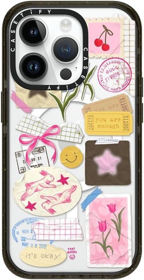 CASETiFY Impact iPhone 14 Pro Case [4X Military Grade Drop Tested / 8.2ft Drop Protection/Compatible with Magsafe] - You are Stars Collage - Clear Black