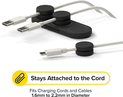 Wrap-It Storage MagnaDock Magnetic Cable Holder - 2-Pack (Black) - Adhesive Cable Clips Cord Organizer Desktop Cord Holder for Nightstand Desk Cable Management