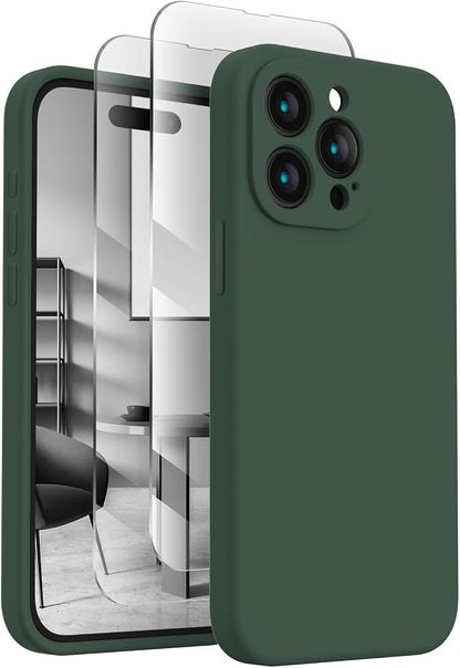 FireNova Designed for iPhone 15 Pro Case, Silicone Upgraded [Camera Protection] Phone Case, Soft Anti-Scratch Microfiber Lining Inside, 6.1 inch, Alpine Green