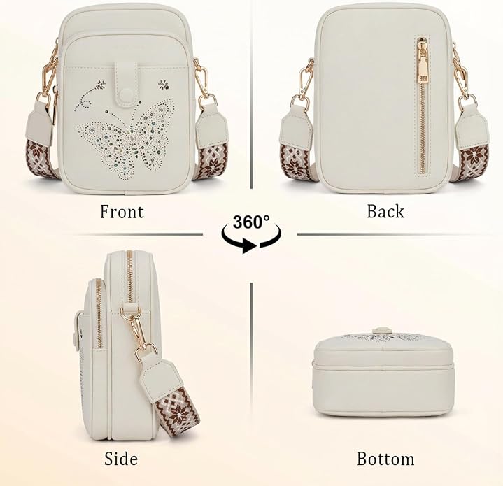 KITEVIUN Crossbody Bags for Women Leather Crossbody Purse Small Shoulder Phone Purse with Adjustable Strap & RFID Card Slots