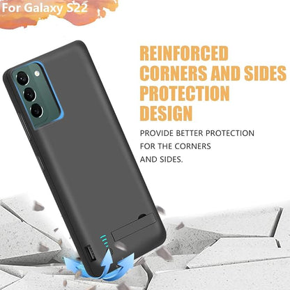 Sitong Upgraded Battery Case for Samsung Galaxy S22, 4800mAh Rechargeable Extended Battery Charging Charger Case, Add 100% Extra Juice (6.1 Inches) Black