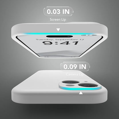 Magnetic for iPhone 15 Case, Compatible with MagSafe, [Screen Protector + Full Camera Protection], Silicone Shockproof Anti-Scratch Protective Phone Case for iPhone 15 6.1", White