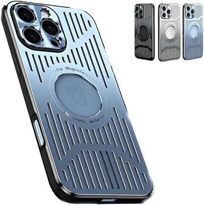 Curranet Metal Heat Dissipation Breathable Case for iPhone,The Metal Hollowed-Out Cooling Case is Suitable for iPhone (13,Blue)