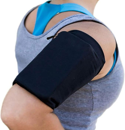 MMOBIEL XL Running Phone Armband – Stretchable Sports Arm Band for All Phones, Fits 15–19” Arm Circumference, Ideal for Running, Cycling & Training (Black)