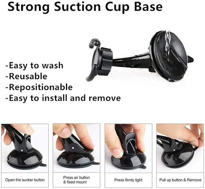 Universal Car Phone Mount[Dashboard/Windshield/Air Vent Cell Phone Holder 3in1][Strong Suction Cup][Gift 2Pcs Collapsible Grip]