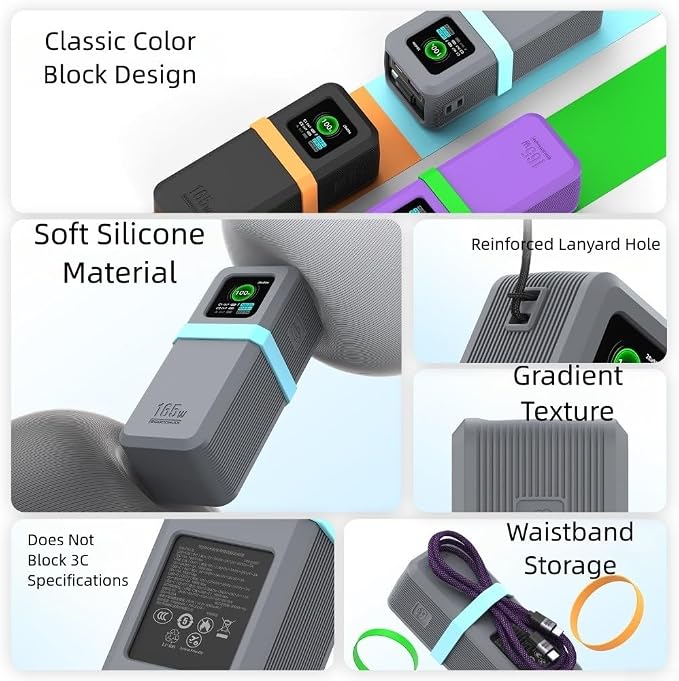 Silicone Protective Cover for UGREEN Nexode Power Bank 20000mAh 165W, Designed to Fit Perfectly While Offering Display Protection and Unhindered Port Access (Gray)