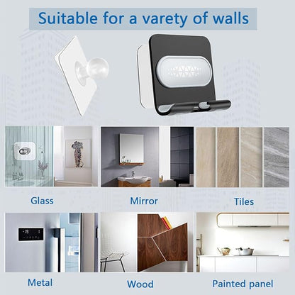 Shower Phone Holder with 2PCS Adhesive Stickers,Aluminum Alloy Wall Mount Phone Stand for Bathroom,Kitchen,Office and More,Compatible with Smartphone(Black-Gray) e(Black-Gray)
