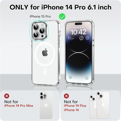 MOCCA Strong Magnetic for iPhone 14 Pro Case Clear, [Non-Yellowing][Compatible with Magsafe][Military Drop Protection] Slim Shockproof Protective Phone Case for iPhone 14 Pro Phone Case 6.1",Clear