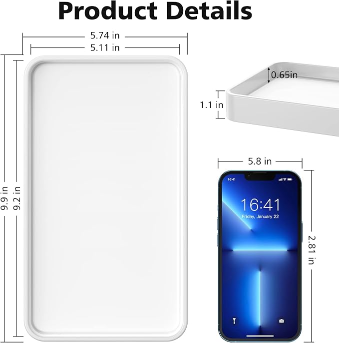 Gurygo 10" Bathroom Countertop and Vanity Tray - Kitchen Tray for Soap Bottles - Ceramic Vanity Tray for Bathroom Counter Organization - Kitchen Tray(White, Set/1)