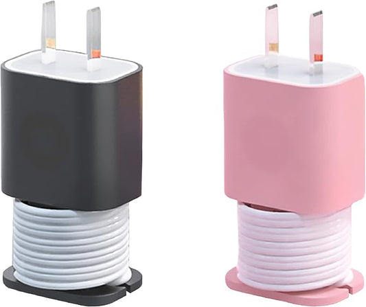 2 in 1 Silicone Charger Protector with Cord Wrap, iPhone Silicone Power Adapter Case, Snapback Charger Winder, Compatible with 18W/20W (2P-BP)