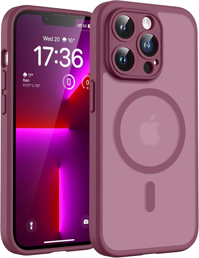 TOCOL for iPhone 13 Pro Max Case, Compatible with Magsafe Charger, Full Camera Protection, Translucent Matte for iPhone 13 Pro Max iPhone Case 6.7 inch (Plum)