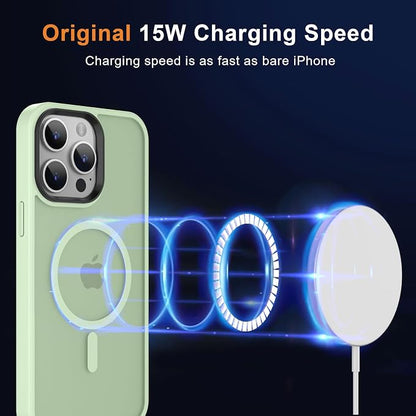 MOCCA Strong Magnetic for iPhone 12 Pro Max Case,[Compatible with Magsafe][Glass Screen Protector+Camera Lens Protector] Slim Thin Shockproof Cover Phone Case for iPhone 12 Pro Max 6.7", Light Green