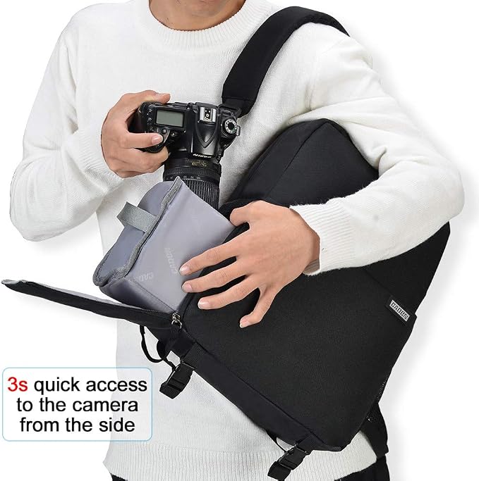 CADeN Camera Backpack Bag with 14" Laptop Compartment Waterproof, DSLR/SLR Mirrorless Camera Case for Travel Daily Photography, Compatible for Canon Sony Nikon Camera and Lens with Tripod Straps