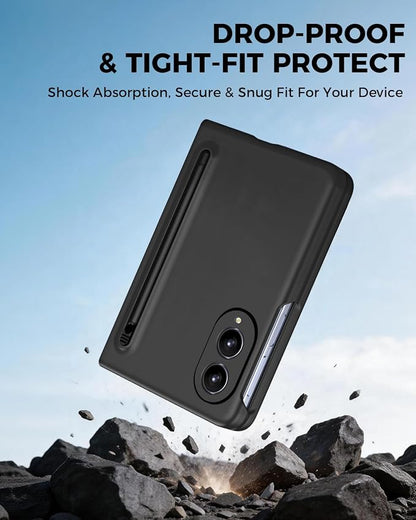 NINKI Spen for Samsung Galaxy Fold 8 Case with Screen Protector,Stylus Pen Holder Military Grade Rugged Dustproof Shockproof Pen Storage Hard Case for Galaxy Fold 8 Black