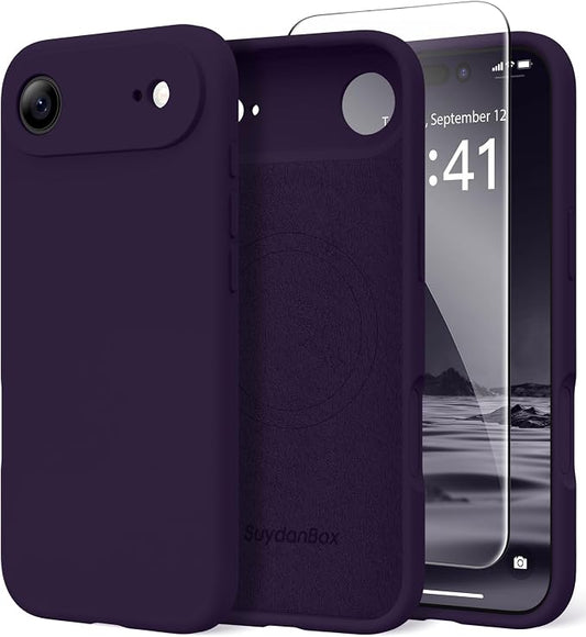 Magnetic for iPhone Air Case, Compatible with MagSafe, [Full Camera Protection][Screen Protector] Silicone Shockproof Protective Phone Case for iPhone 17 Air 6.5", Deep Purple