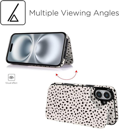 uCOLOR for iPhone 17 Wallet Case with Card Holder PU Leather RFID Blocking Design iPhone 17 flip case for Women Men Magnetic Clasp Kickstand Design 6.3 inch (Almond Latte Polka Dot)