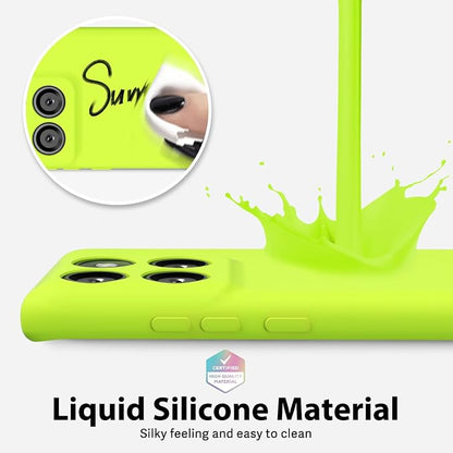 oakxco for Motorola Moto Edge 2025 Phone Case Liquid Silicone, Thin Slim Soft Rubber Gel TPU Plain Protective Simple Cover for Women Girl Cute, Matte Solid Color Aesthetic, Neon Green Lime