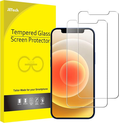 JETech Screen Protector for iPhone 12/12 Pro, 2-Pack | HD Clear, Face ID Compatible, Anti-Scratch Glass
