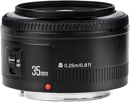 YONGNUO YN35mm F2 Lens 1:2 AF/MF Wide-Angle Fixed/Prime Auto Focus Lens for Canon EF Mount EOS Camera