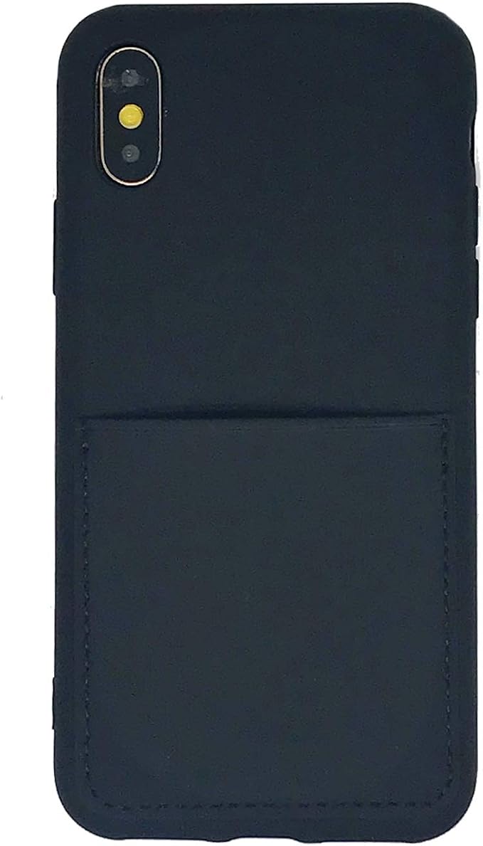 Ultra Slim Liquid Silicone Case Compatible for iPhone Xs/X 10(5.8 inch) with Card Holder Slot Ultra-Slim Thin Soft Wallet Cover Compatible for iPhone XS/X/10 with Screen Protector(Black)
