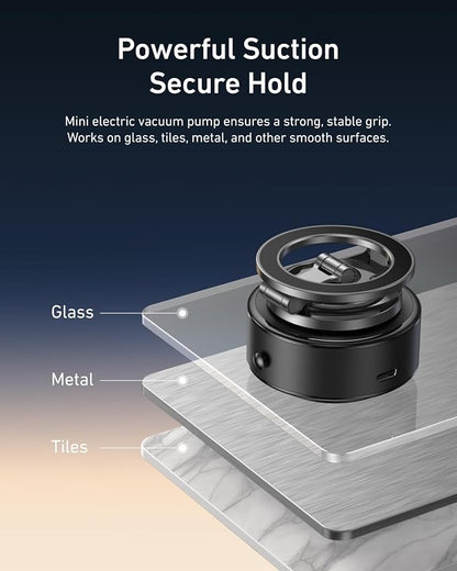 TELESIN Electric Magsafe Car Mount Vacuum Magnetic Car Phone Holder 105N 360° Reinforced Adjustable Swivel Lock, Suction Cup Phone Mount for Your Car/Gym/Mirror/iPhone & Android