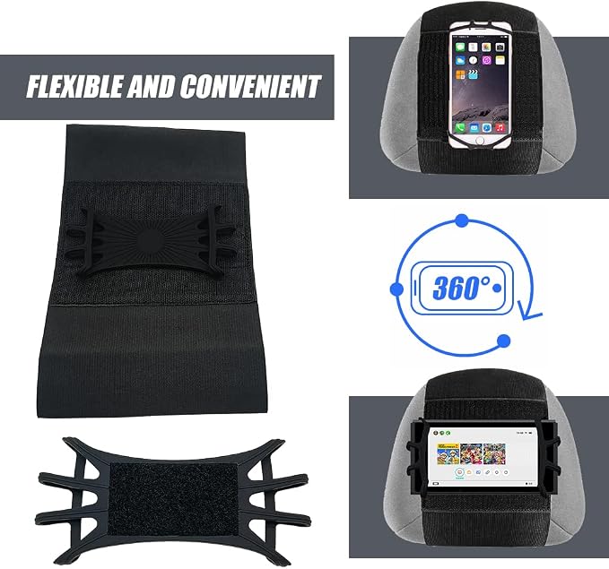 Phone Holder Car, Truck Tablet Headrest Mount, Universal Car iPad Holder with Silicone Net for All Kindle Fire, iPhone and Tablet with - Black (Small Silicone Net (3.5''-7.5''))
