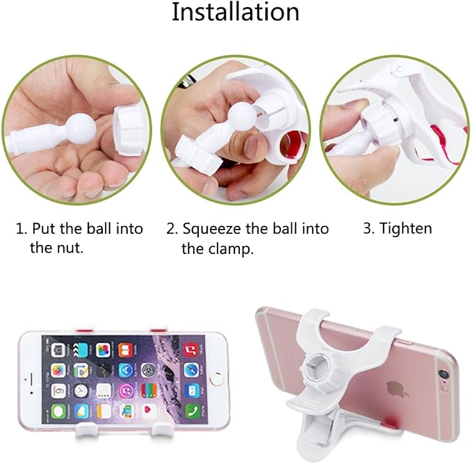 ZTON Universal Cell Phone Holder, Universal Mobile Phone Stand, Lazy Bracket, Flexible Long Arms Clip Mount for iPhone, LG, etc.in Office Bedroom Desktop(White)