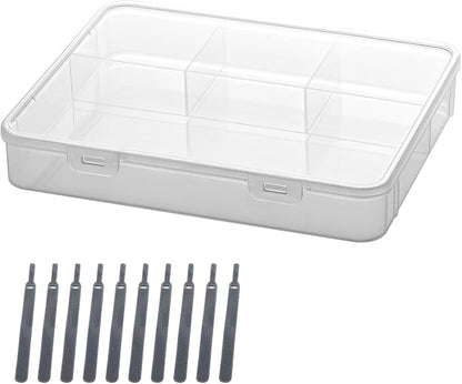 Vidifor 2-Pack Clear Cable Organizer Box with 16 Cable Ties, Portable Cord & Charger Storage for Drawer, Desk, Office & Home (2, Large)