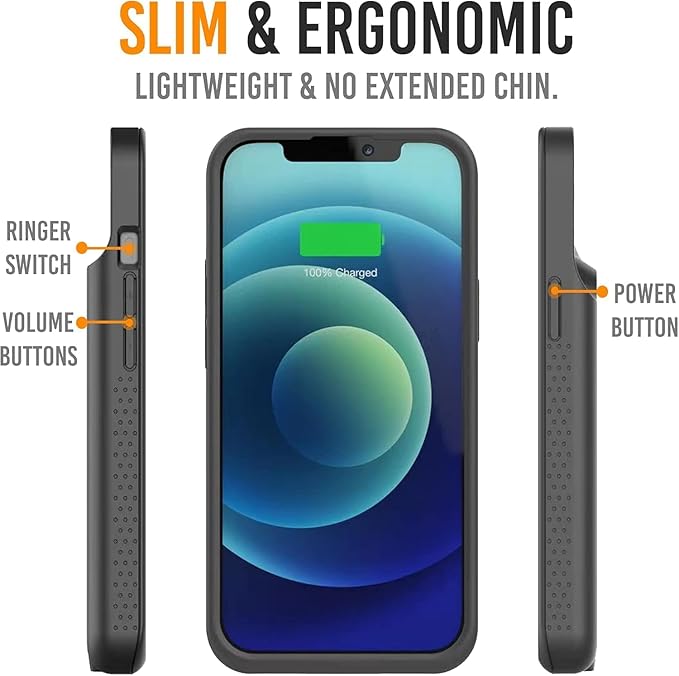 Alpatronix Battery Case Compatible with iPhone 17, Portable Strong Slim Protective Extended Charger Cover, 15W Fast Charging, High Capacity with Wireless Charging Case for iPhone 17. Black