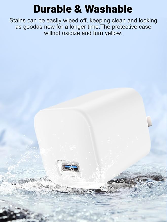 Silicone Protective Case for Anker Nano 45W USB-C Charger, Full-Body Protective Cover with Precise Cutouts, Shockproof Dustproof Charging Block Protector Sleeve & Scratch-Resistant Sleeve (White)