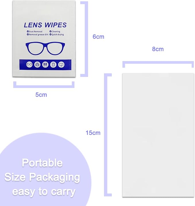 220 Count Lens Wipes (200 + 20 Bonus Pack) - Pre-Moistened Individual Wrapped Glasses Cleaner - Streak-Free Cleaning Wipes for Eyeglasses, Phone Screens, Sunglasses