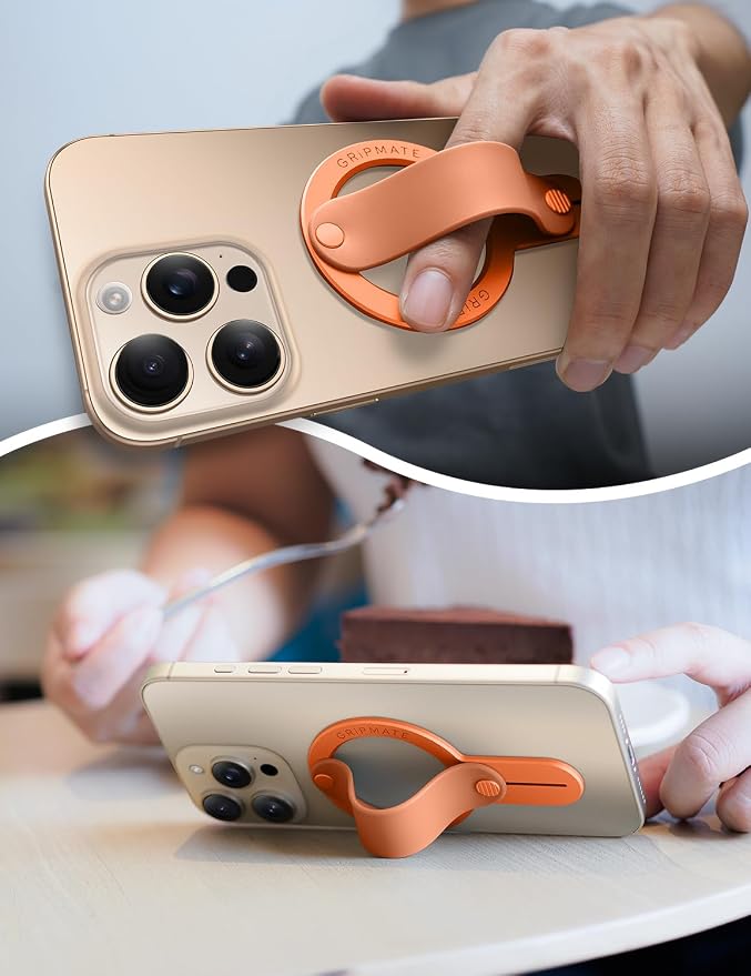 for MagSafe Phone Grip for iPhone - Magnetic Phone Ring Holder Detachable for iPhone 17 Pro Max - Comfortable Finger Phone Loop Grip for Apple 16/15/14/13/12,Cosmic Orange