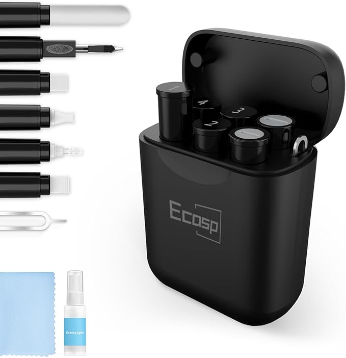 Cleaner Kit for AirPod,Multi-Tool iPhone Cleaning Kit,Cell Phone Cleaning Repair & Recovery for iPhone & iPad(Type C)Charging Port,Lightning Cables&Connectors,Easy to Store & Carry Design,Black