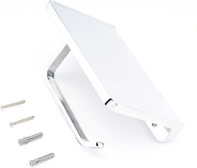Linkaa Toilet Paper Holder with Shelf Polished Chrome,Bathroom Accessories Wall Mount Phone Holder,Heavy Duty Zinc Alloy Tissue Paper Roll Holder Cell Phone Storage Shelf (Polished Chrome)