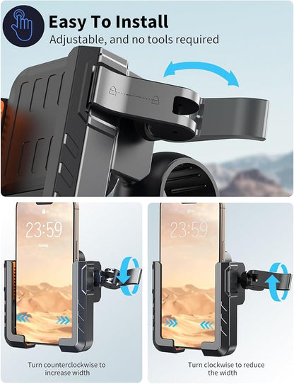 Motorcycle Phone Mount, [No Block Camera] Bike Phone Holder Mount, [Silicone Wrapped] Handlebar Cell Phone Mount for Bike/Scooter/ATV, Fits iPhone 17/16/15/14/13 Pro Max & 4.7"-7" Phones, Black