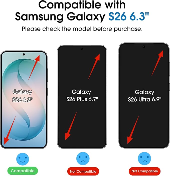 amFilm Auto-alignment OneTouch for Samsung Galaxy S26 6.3'' Screen Protector + Camera Lens Protector, Tempered Glass, 30 seconds Installation, Bubble Free, Case Friendly, Anti-Scratch [2+2 Pack]