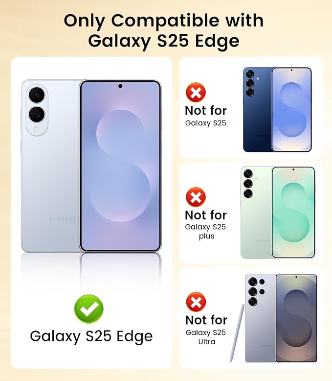Slim Thin for Samsung Galaxy S25 Edge Case, Compatible with MagSafe, Built-in Camera Lens Protector, Shockproof Protective Phone Case, Soft Electroplated Clear Cover, Gold