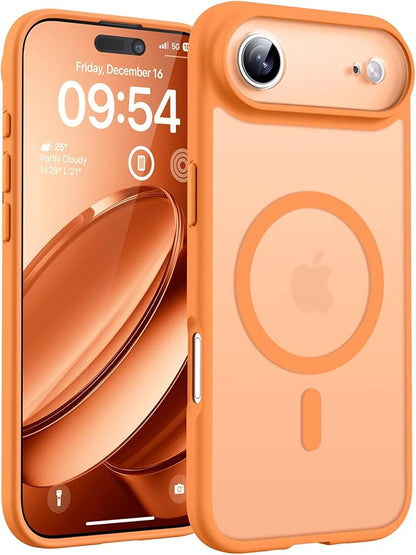 TOCOL for iPhone Air Case, Compatible with Magsafe Charger, Full Camera Protection, Drop Protection, Translucent Matte Phone Case for iPhone 17 Air 6.5 inch (Orange)