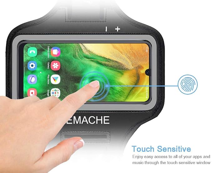 Galaxy A56 A55 A54 Armband, JEMACHE Water Resistant Gym Running Workouts Arm Band for Samsung Galaxy A52 A53 A54 A55 A56 with Key Holder (Black)