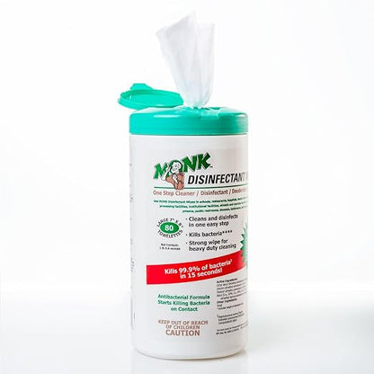 DREUMEX Monk Disinfectant Wipes, Large Lemon Breeze Fresh Scented Disinfectant Wipes , Value Pack Contains 6 Canisters of 80 Count, Perfect for Gyms, Fitness Clubs, Schools, Commercial Facilities