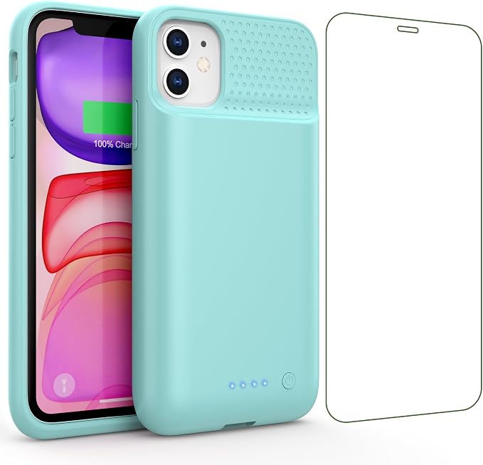 Battery Case for iPhone 11/XR, 7500mAh Ultra-Slim Portable Charging Case Rechargeable Protective Battery Pack for iPhone 11 and iPhone XR External Charger Case 6.1 Inch-Green
