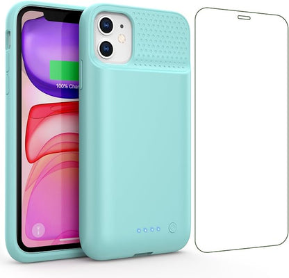 Battery Case for iPhone 11/XR, 7500mAh Ultra-Slim Portable Charging Case Rechargeable Protective Battery Pack for iPhone 11 and iPhone XR External Charger Case 6.1 Inch-Green