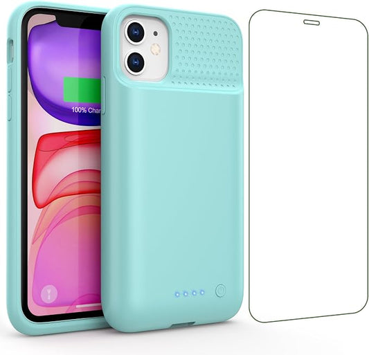 Battery Case for iPhone 11/XR, 7500mAh Ultra-Slim Portable Charging Case Rechargeable Protective Battery Pack for iPhone 11 and iPhone XR External Charger Case 6.1 Inch-Green