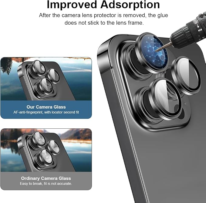 for iPhone 16 Pro/iPhone 16 Pro Max Camera Lens Protector Anti-Scratch Lens Cover, 9H+ Tempered Glass Camera Screen Protector, HD View w/Night Shoot, Shatterproof, Desert Titanium
